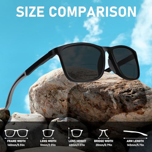 BLOEXCLU Bifocal Reading Sunglasses for Men UV400 Protection Outdoor Bifocals Sun Readers Men Women Reading Glasses (4 Mixed A, 2, Diopters) - Image 3