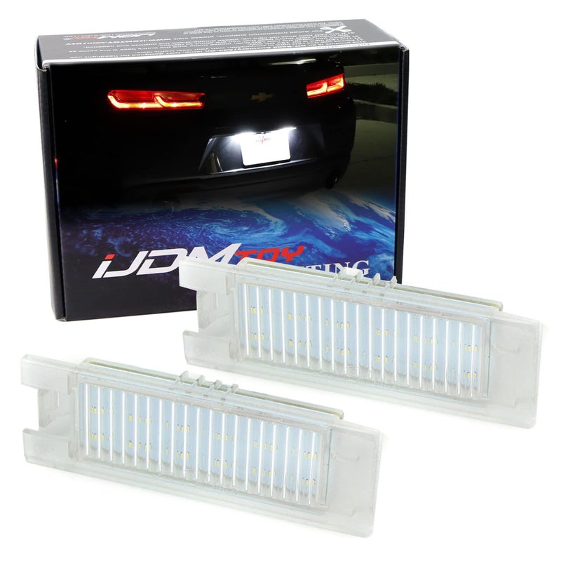 iJDMTOY Xenon White 3W Full LED License Plate Light Kit Compatible With Chevrolet 201424 Camaro 201315 Malibu 201115 Volt 2016up Cruze 18SMD White LED Canbus Error Free