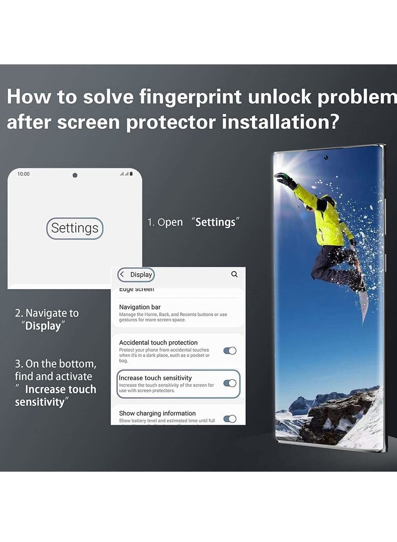 BORTONY Galaxy S22 Ultra Screen Protector [2+2 Pack] Camera Lens Protector, Fingerprint Unlock Support, HD Tempered Glass, Touch Sensitive, Anti Scratch, for Samsung S22 Ultra 5G Glass - Image 3