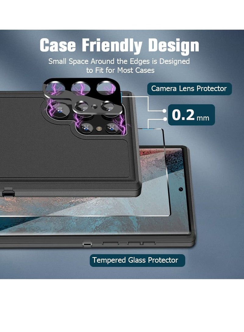 BORTONY Galaxy S22 Ultra Screen Protector [2+2 Pack] Camera Lens Protector, Fingerprint Unlock Support, HD Tempered Glass, Touch Sensitive, Anti Scratch, for Samsung S22 Ultra 5G Glass - Image 2