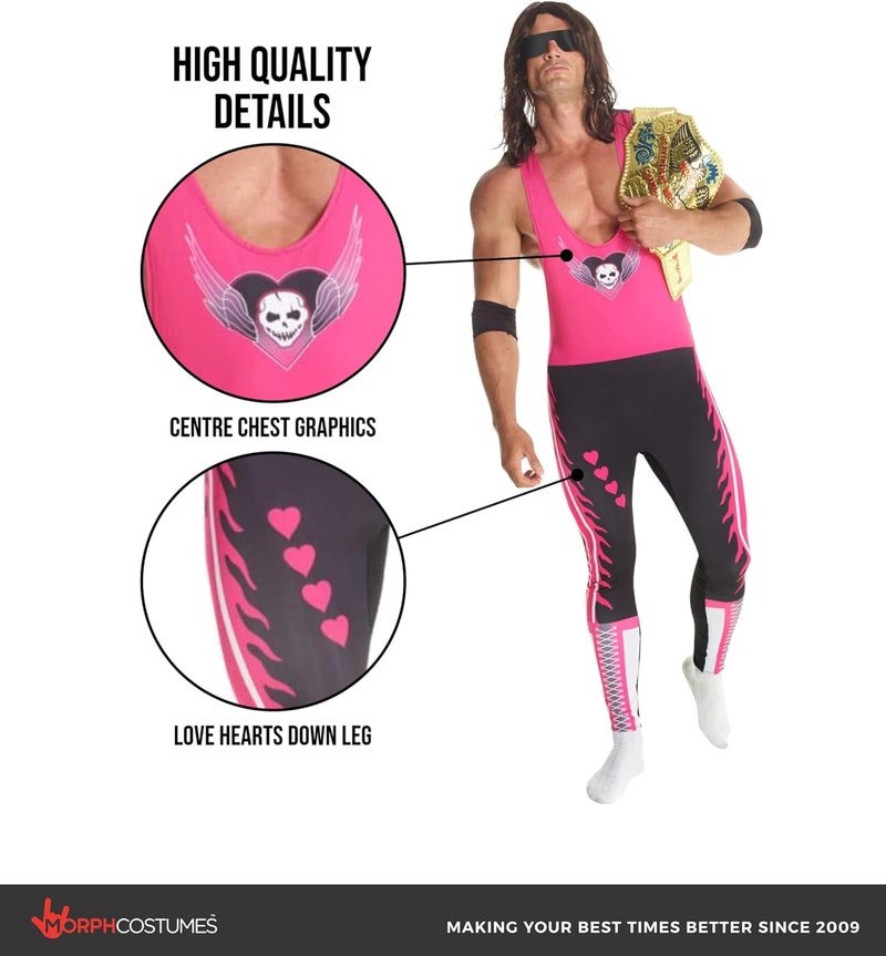 Morph Bret The Hitman Hart Costume - WWE Wrestler Outfit for Men - Image 3
