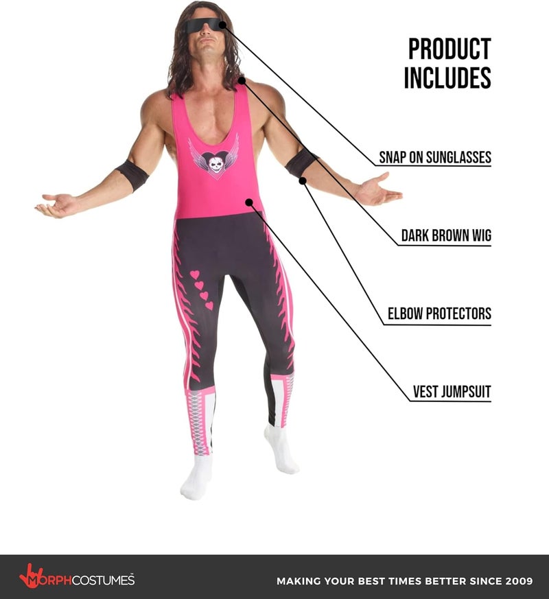 Morph Bret The Hitman Hart Costume - WWE Wrestler Outfit for Men - Image 2