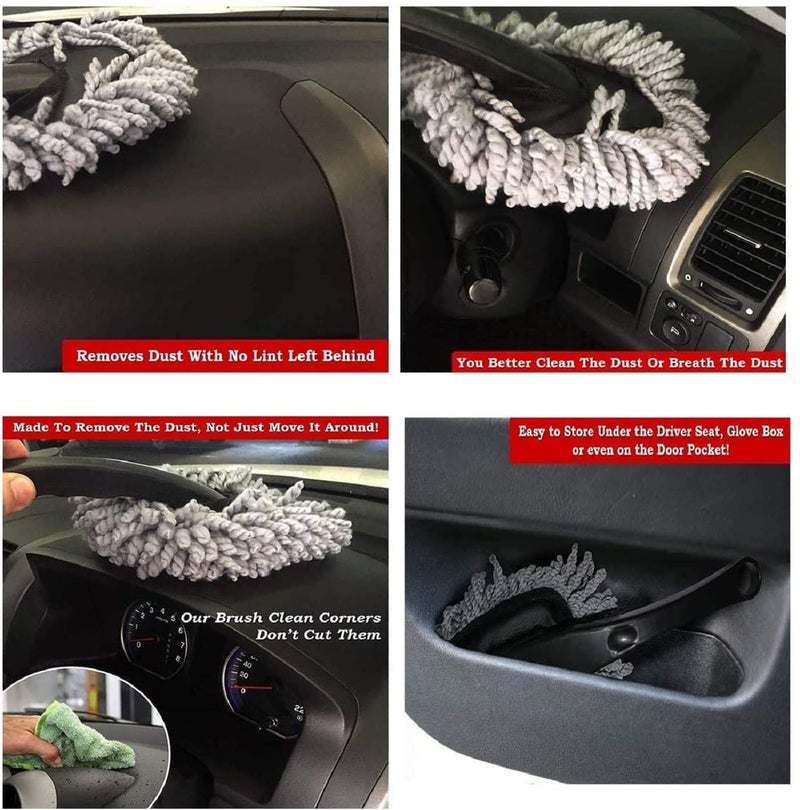Aksmit Multipurpose Mini Microfiber Duster Interior and Exterior Cleaning Duster Brush with Handle Mop Brush Ideal for Car Cleaning and Household (Grey) Pack of - 1 - Image 4