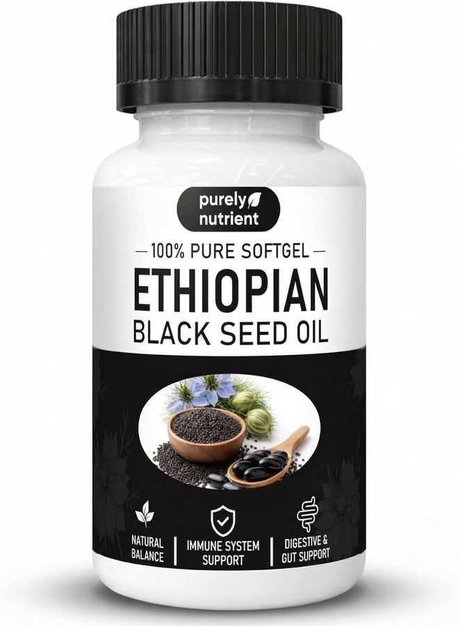 Janxyv Purely Ethiopian Black Seed Oil Capsules, Purely Nutrient Ethiopian Black Seed Oil Capsules 4.64% Thymoquinone, Organic Cold Pressed, Non-GMO, Gluten-Free, 60 Softgels - Image 1