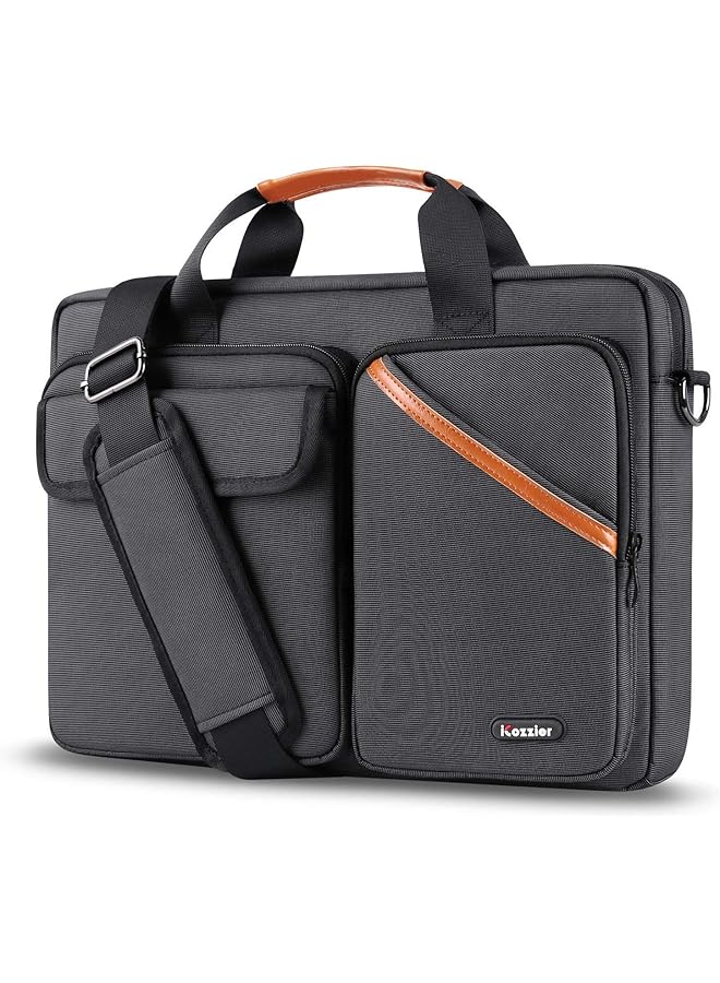 iCozzier 15 15.6 Inch Multi Pocket Laptop Sleeve Briefcase Large Capacity Shoulder Bag Electronic Accessories Organizer Waterproof Messenger Carrying Case Black  - Image 1