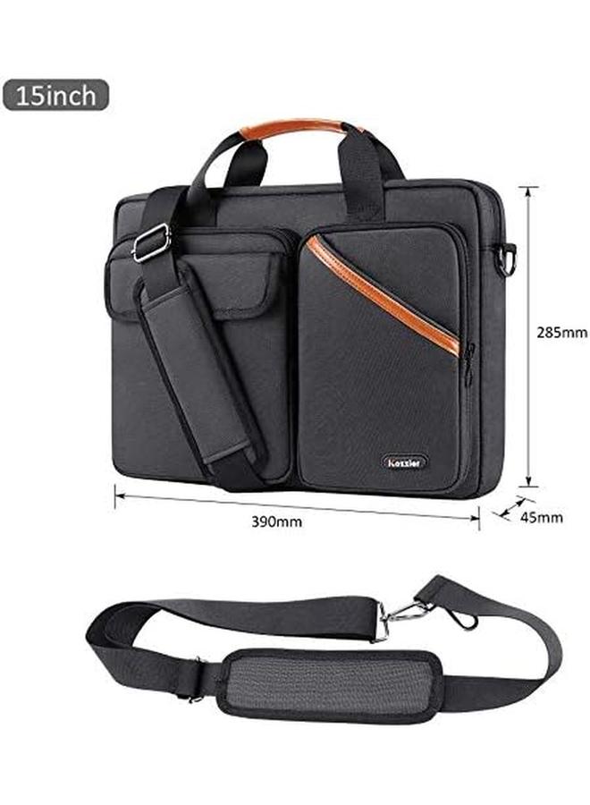 iCozzier 15 15.6 Inch Multi Pocket Laptop Sleeve Briefcase Large Capacity Shoulder Bag Electronic Accessories Organizer Waterproof Messenger Carrying Case Black  - Image 5