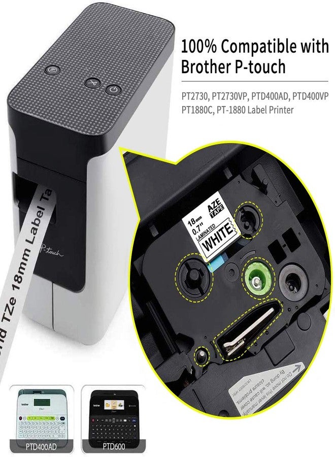 Freshworld Compatible 18mm 0.7 Laminated White Label Tape Replacement for Brother P-Touch Label Maker TZe-241 TZ241,3/4 Inch Black on White,for Brother P-Touch PT-D400 PT-D400AD PT-D600 PT-1750,4-Pack - Image 2
