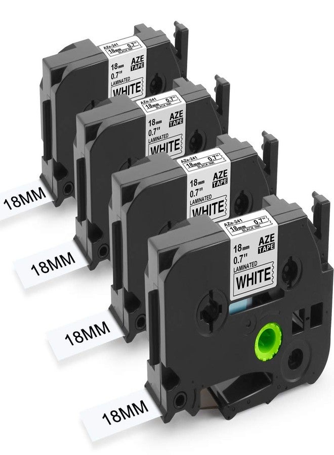 Freshworld Compatible 18mm 0.7 Laminated White Label Tape Replacement for Brother P-Touch Label Maker TZe-241 TZ241,3/4 Inch Black on White,for Brother P-Touch PT-D400 PT-D400AD PT-D600 PT-1750,4-Pack - Image 1