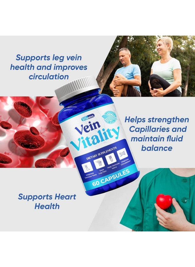 We Like Vitamins Vein Vitality 1250mg Diosmin Hesperidin Complex for Varicose Veins Treatment with Horse Chestnut, Butchers Broom & Bioflavonoids - Supports Blood Circulation for Healthy Leg Veins - 60 Capsules - Image 4