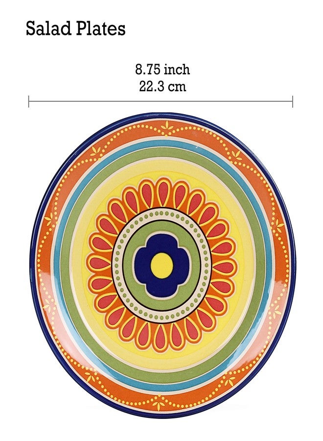 Bico Tunisian Salad Plates Set of 4, 8.75 Inch Ceramic Dessert Plates for Salad, Appetizer, Side Dishes, Microwave and Dishwasher Safe, Gift for Housewarming and Thanksgiving - Image 2