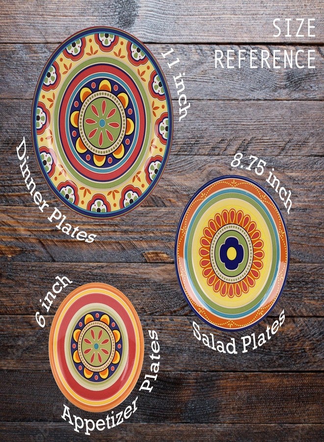Bico Tunisian Salad Plates Set of 4, 8.75 Inch Ceramic Dessert Plates for Salad, Appetizer, Side Dishes, Microwave and Dishwasher Safe, Gift for Housewarming and Thanksgiving - Image 3