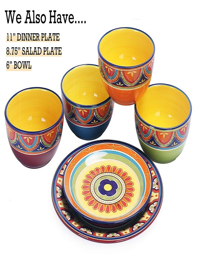 Bico Tunisian Salad Plates Set of 4, 8.75 Inch Ceramic Dessert Plates for Salad, Appetizer, Side Dishes, Microwave and Dishwasher Safe, Gift for Housewarming and Thanksgiving - Image 4