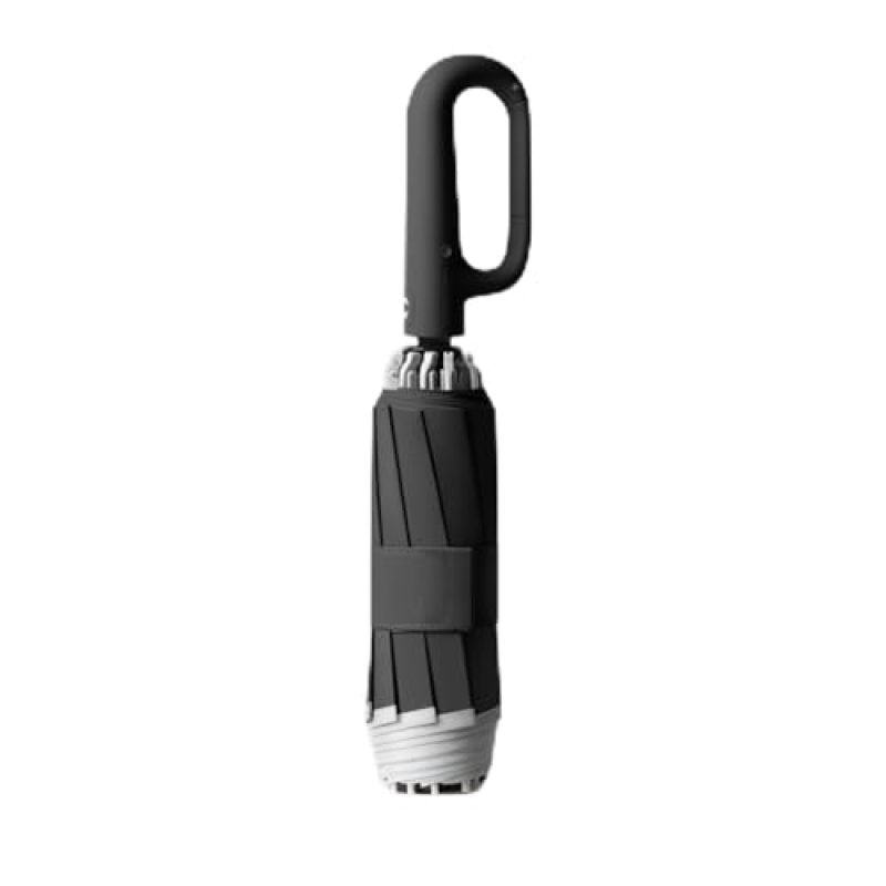 46 Inch Reverse Folding Umbrella With Carabiner Handle Inverted Foldable Design - Windproof 10-Rib Construction Portable Travel Umbrella for Rain and Sun - Image 1