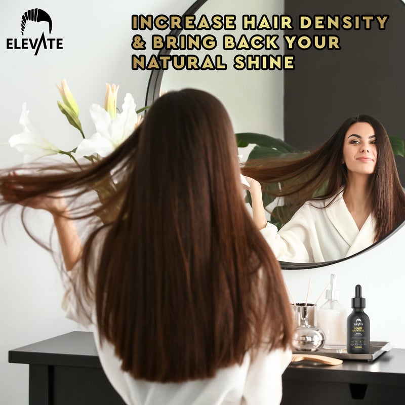 Elevate Hair Regrowth Treatment 5% Minoxidil Solution â€“ Biotin Serum Hair Growth Oil for Men & Women - Thicker Fuller Stronger Hair - Stops Hair Loss & Thinning - Natural Hair Thickening Treatment 2oz - Image 3