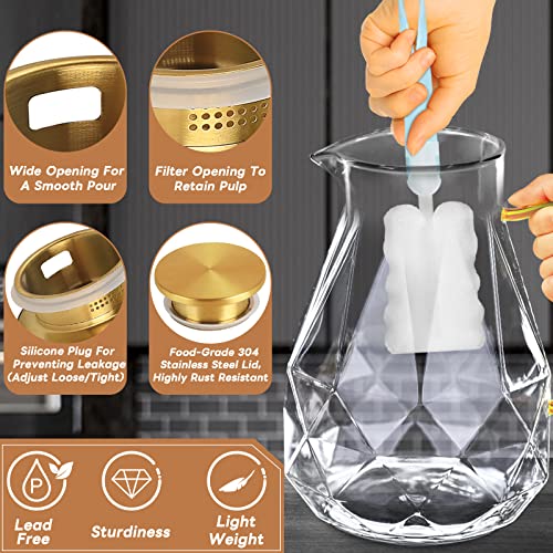 Yirilan Glass Pitcher, 2.2 Liter Water Pitcher With Lid,Iced Tea Pitcher for Fridge,Carafe With Lid, Glass Water Jug For Juice, Milk, Cold Or Hot Beverages, 2 Quart - Image 3