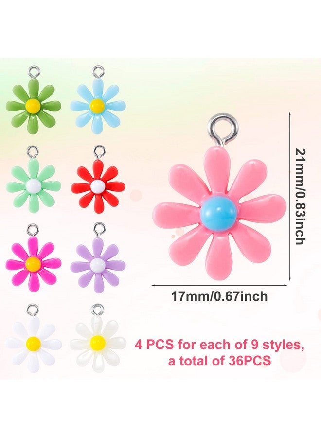 OIIKI 36Pcs Resin Flower Charm Pendants For Jewelry Making Women Flowers Pendants Acrylic Cute Diy Jewelry Supplies For Necklace Bracelets Earrings For Christmas Parties - Image 2