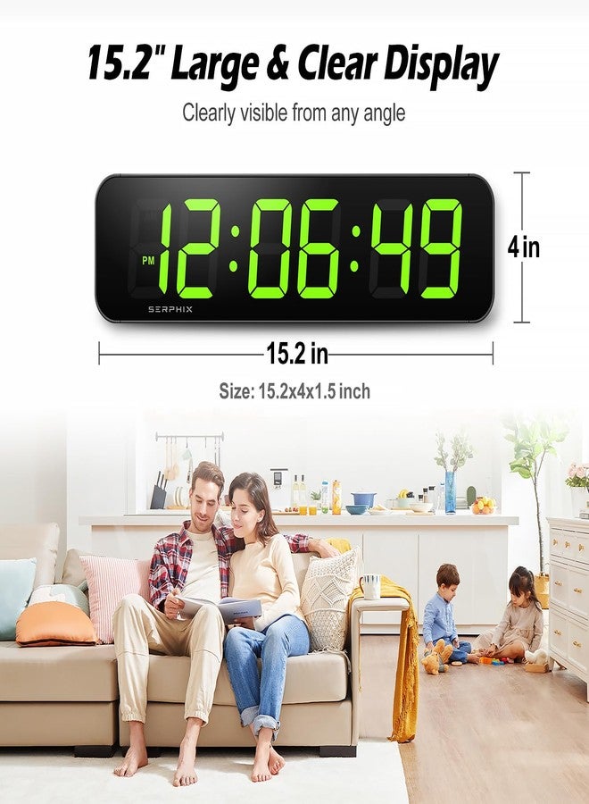 SERPHIX 15.2" Large Digital Wall Clock with Seconds, App & Remote Control, Customizable RGB Colors, Alarms, Stopwatch, Countdown, Timer Clock for Home Gym Living Room Office Garage Decor - Image 2