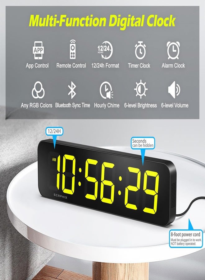 SERPHIX 15.2" Large Digital Wall Clock with Seconds, App & Remote Control, Customizable RGB Colors, Alarms, Stopwatch, Countdown, Timer Clock for Home Gym Living Room Office Garage Decor - Image 3