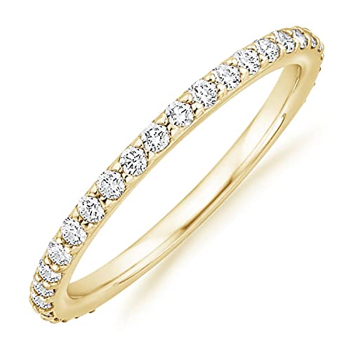 PAVOI 14K Gold Plated Cubic Zirconia Diamond Stackable Eternity Bands Yellow Gold for Women Size 8 - Image 5