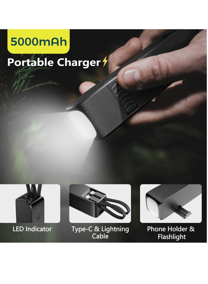 general Power bank with cable 5000 mAh mobile power bank with stand and light mini portable fast charging ultra-thin mobile power bank - Image 2