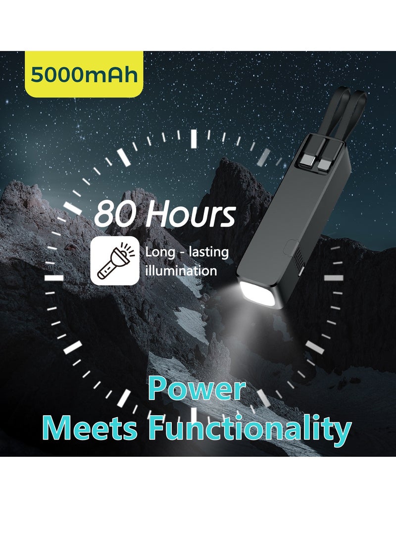 general Power bank with cable 5000 mAh mobile power bank with stand and light mini portable fast charging ultra-thin mobile power bank - Image 3