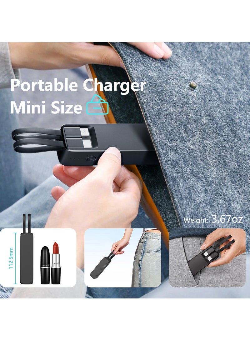 general Power bank with cable 5000 mAh mobile power bank with stand and light mini portable fast charging ultra-thin mobile power bank - Image 4