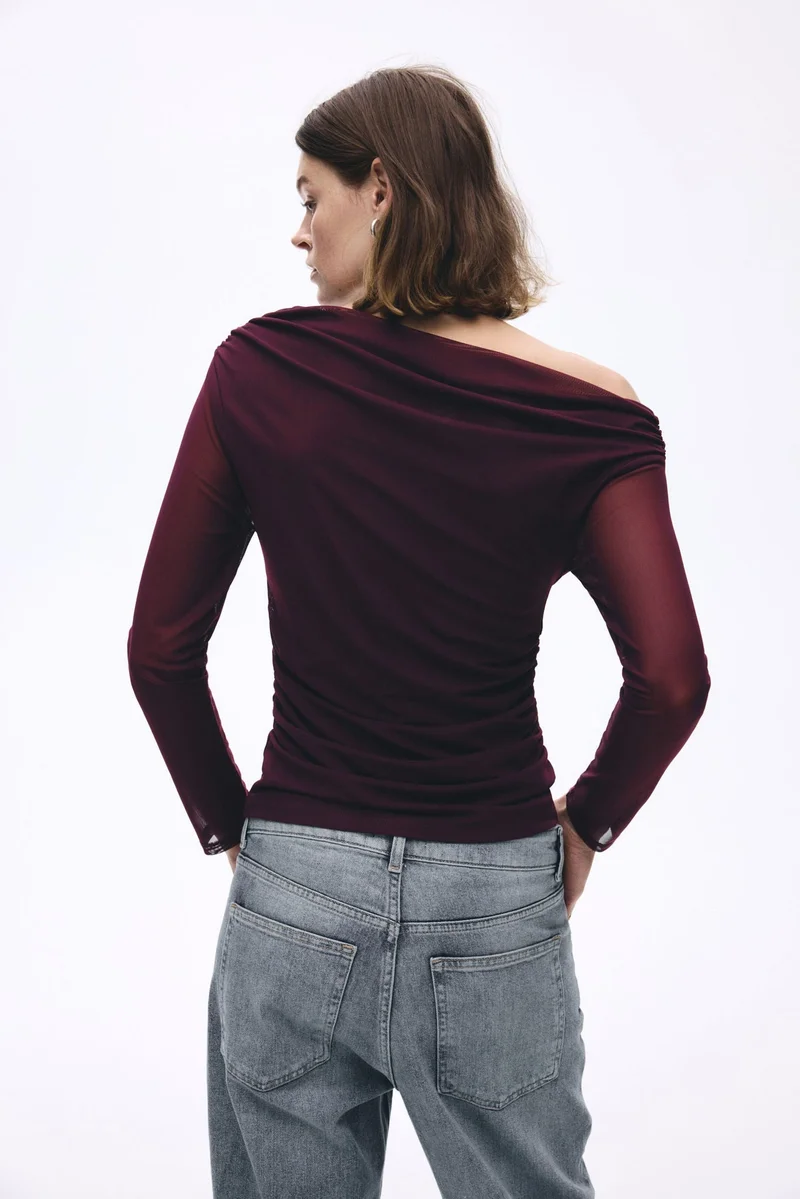 H&M One-shoulder mesh top