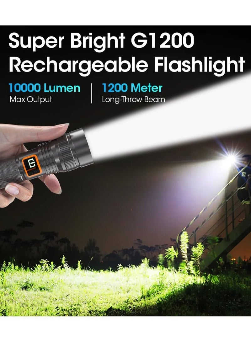 Captaintech Zoomable Handheld Flashlight, 10000 Lumens Tactical Flashlight, Small Long Beam Flashlight, IPX6 Waterproof Flashlight for Camping, Home, Hiking, Fishing, Emergency, USB-C Rechargeable - Image 2
