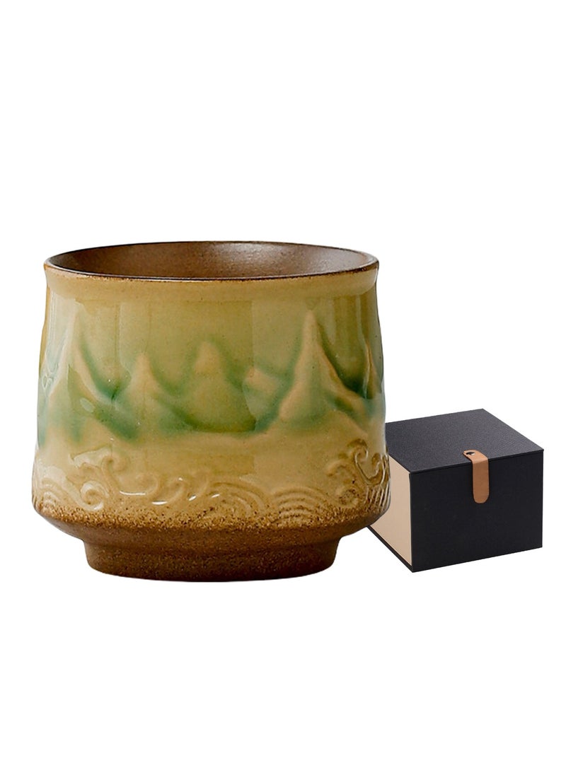 Aozaki - Tea cup, coffee cup, adult ceramic tea cup, 200 ml, handleless ceramic cup, Asian tea cup matcha cup with gift box for Turkish tea cappuccino latte - Image 1