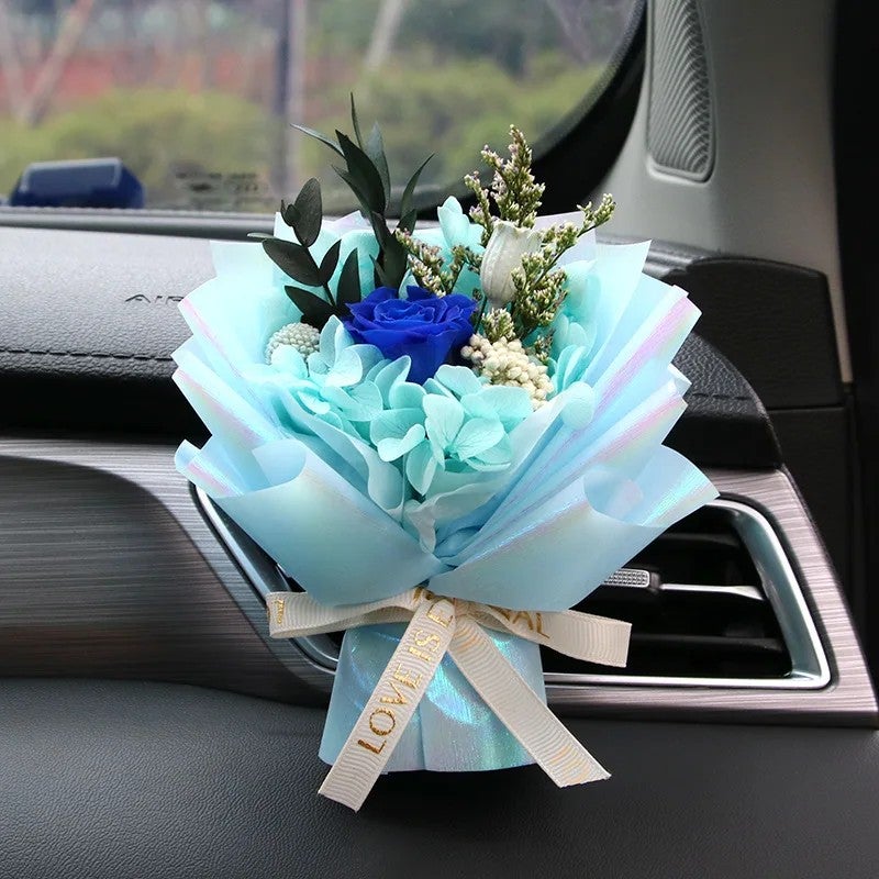Bluejw Handmade Mini Bouquet Car Air Freshener - Dried Flower Vent Clip Perfume - Natural Dried Plants Fragrance Diffuser for Auto - Image 1