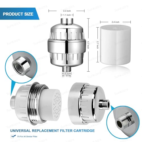 Sunkizzrs® Shower Head Filter for Hard Water(20-Stage)–Water Softener for Bathroom with Vitamin C,–Remove Chlorine, Fluoride, Heavy Metals to Reduces Dry Itchy Skin & Dandruff (Shower Head Filter) - Image 4