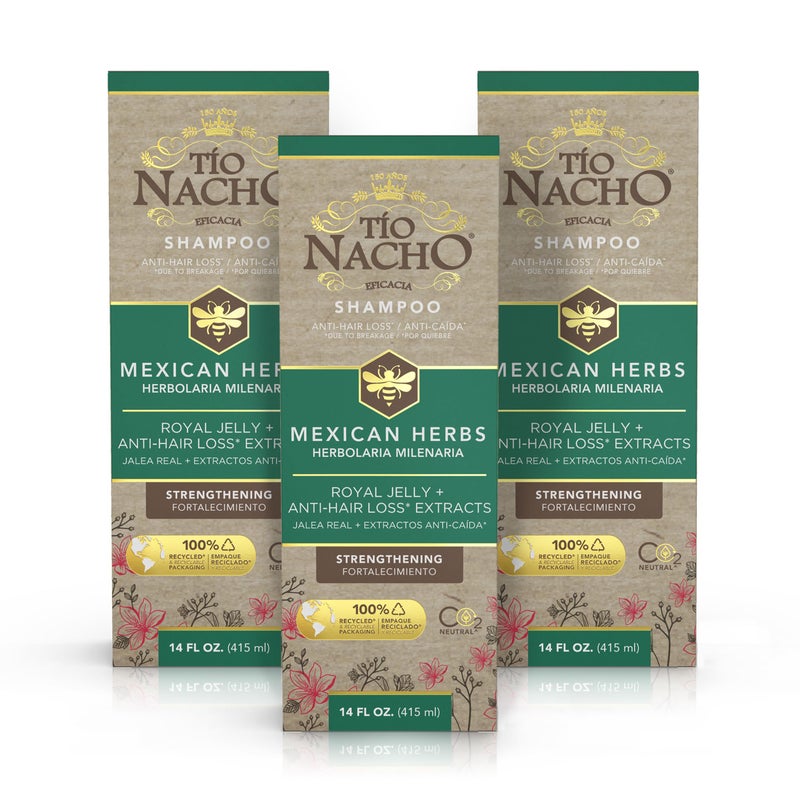 Tio Nacho TÃ­o Nacho Mexican Herbs Anti-Hair Loss Shampoo with Royal Jelly and Rosemary Extract, Strengthening Herbal Shampoo for Men and Women, Nourishing Formula, Healthier Hair, 14 fl oz (Pack of 3) - Image 1