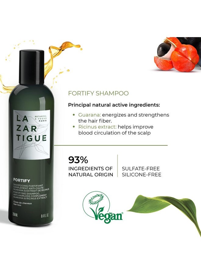 Lazartigue - Fortify Densifying Shampoo Enriched With Guarana And Ricinus Strengthens Fragile Hair Stronger Appearance Perfect For Everyday Usage Vegan Lemon 8.4 Oz - Image 1