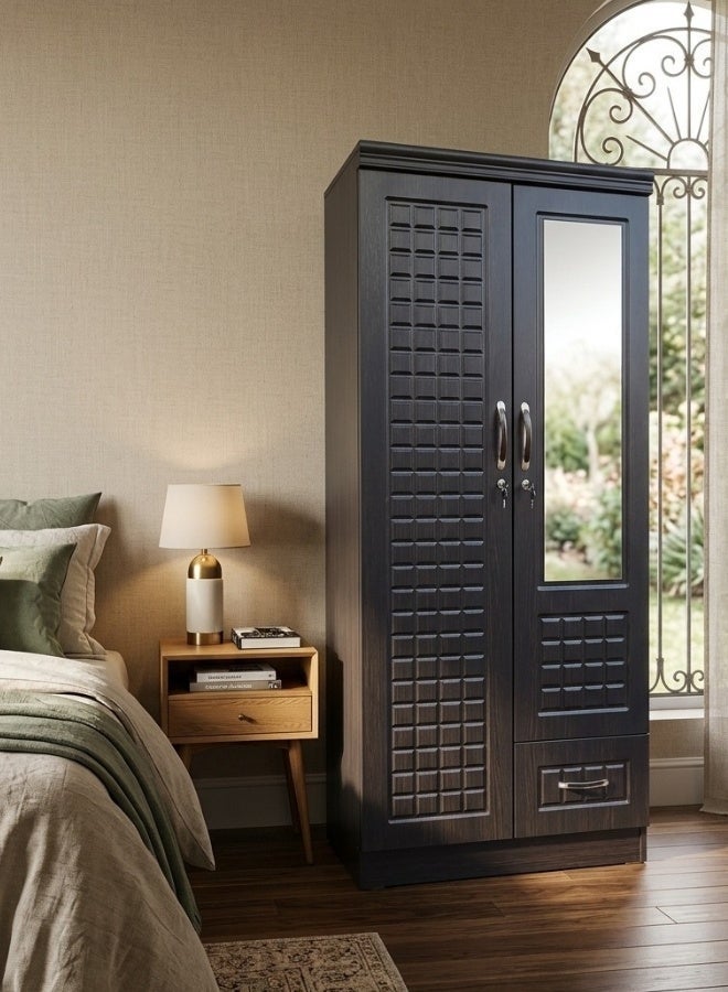 SULSHA Compact 2 Door Wooden Wardrobe Cabinet Cupboard Engineered Wood Perfect Modern Stylish Heavy Duty With Mirror - Image 1
