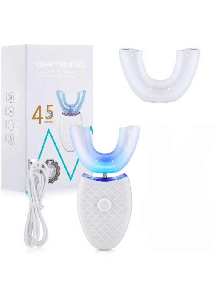 Whitening Labs Ultrasonic Electric Toothbrush Adults, Automatic Toothbrush U Shaped Whole Mouth 360° Cleaning Teeth Whitening Hands Free Rechargeable IPX7 Waterproof (White) - Image 1