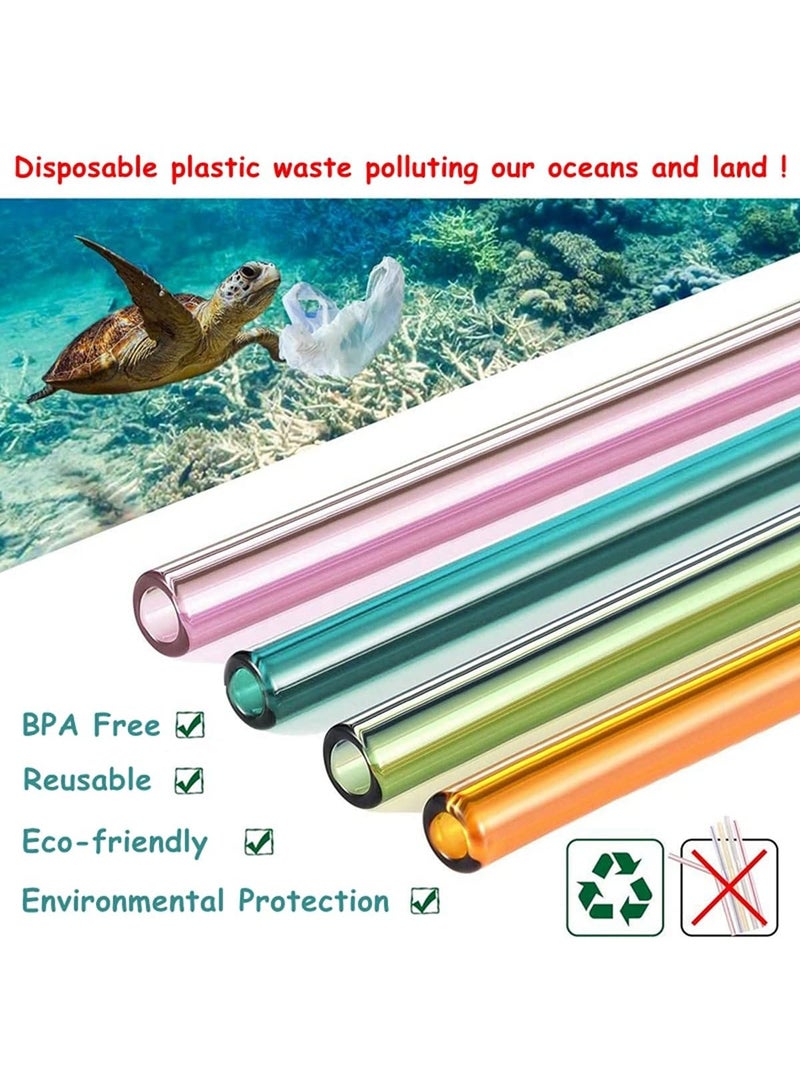 KBKBART Breakproof Glass Straws - Durable Reusable Glass Straws 8 Pack with 1 Cleaning Brush - Image 3