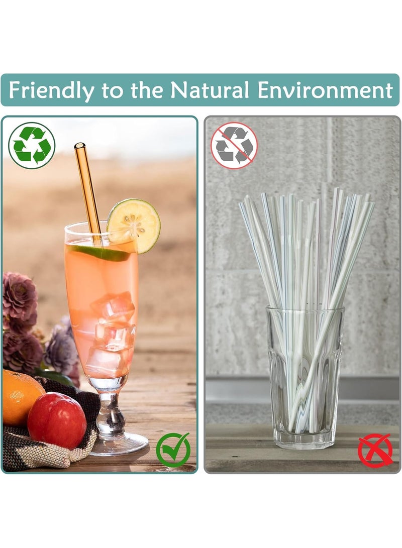 KBKBART Breakproof Glass Straws - Durable Reusable Glass Straws 8 Pack with 1 Cleaning Brush - Image 2