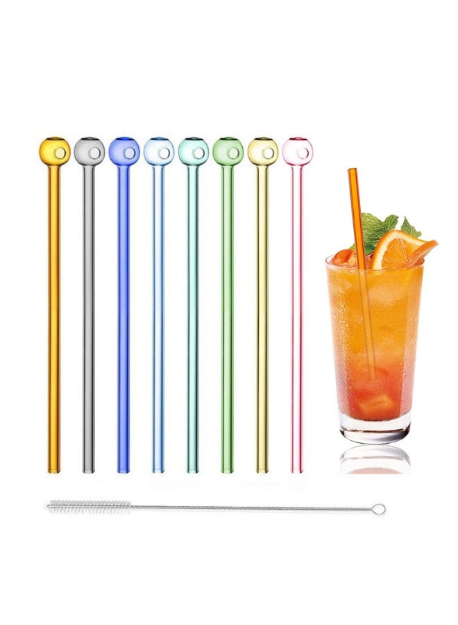 KBKBART Breakproof Glass Straws - Durable Reusable Glass Straws 8 Pack with 1 Cleaning Brush - Image 1