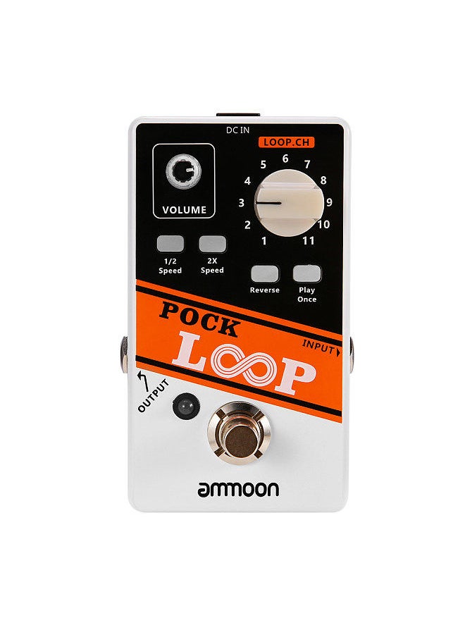 ammoon - POCK LOOP Looper Guitar Effect Pedal 11 Loopers Max.330mins Recording Time Supports 1/2 & 2X Speed Playback Reverse Functions True Bypass - Image 1