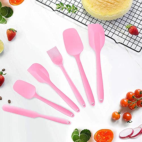 P-Plus International Silicone 6 Piece Non-Stick & Heat-Resistant Silicone Spatula Set with Strong Stainless Steel Core, for Cooking, Baking and Mixing. (Pink) - Image 3