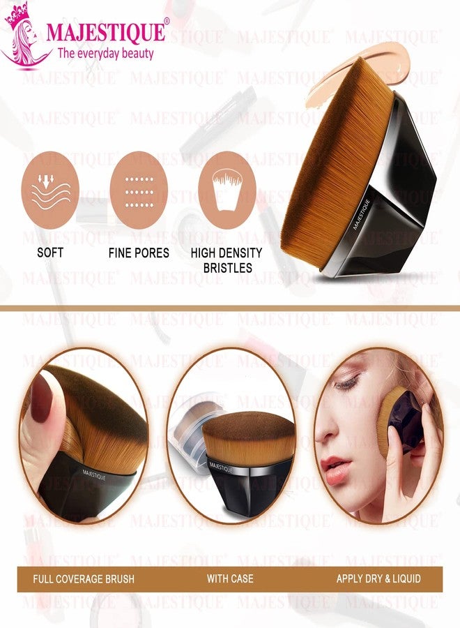 Majestique Flat Foundation Brush with Beauty Makeup Sponge, Perfect Pair for Flawless Makeup Application & Blending - Color May Vary - Image 2