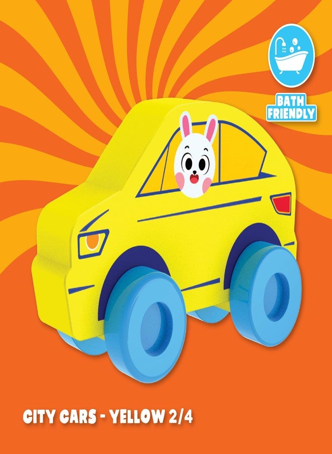 Play Panda Candy Crew Yellow Soft Foam City Car Toy for Kids with Smooth Wheels, Bath and Travel Friendly - Image 4