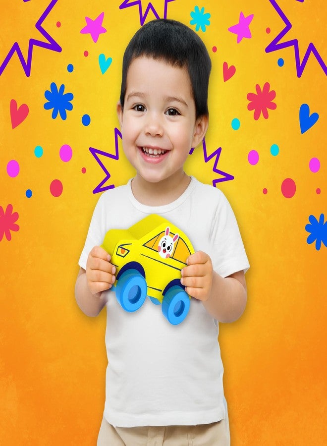 Play Panda Candy Crew Yellow Soft Foam City Car Toy for Kids with Smooth Wheels, Bath and Travel Friendly - Image 5