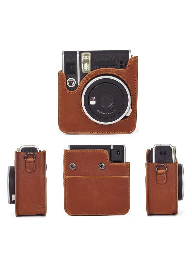 Phetium Instant Camera Case Compatible with Instax Mini 40,PU Leather Bag with Pocket and Adjustable Shoulder Strap (Brown) - Image 2