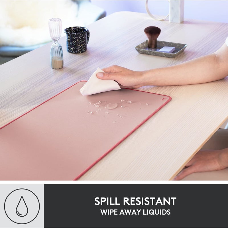 Logitech Desk Mat - Studio Series, Multifunctional Large Desk Pad, Extended Mouse Mat, Office Desk Protector with Anti-Slip Base, Spill-Resistant Durable Design, in Darker Rose - Image 4