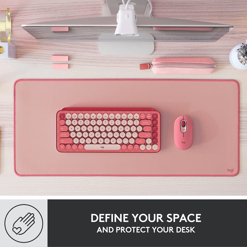 Logitech Desk Mat - Studio Series, Multifunctional Large Desk Pad, Extended Mouse Mat, Office Desk Protector with Anti-Slip Base, Spill-Resistant Durable Design, in Darker Rose - Image 2