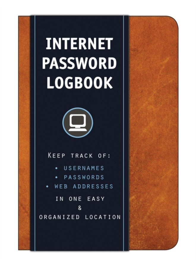 Internet Password Logbook Cognac Leatherette Keep track of usernames passwords web addresses in one easy organized location - Hardback
