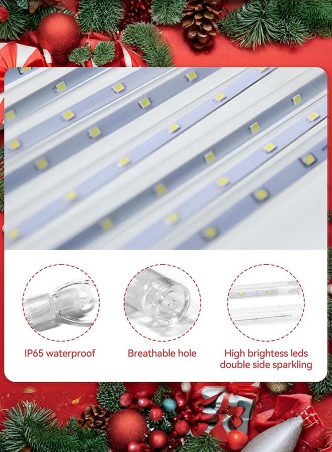 Tersely Diwali Christmas Lights Outdoor Solar Meteor Shower Lights 20 inch 10 Tubes 360 LEDs IP65 Waterproof Icicle Lights Falling Rain Lights for Tree Bushes Holiday Party Decor (Warm White) - Image 4