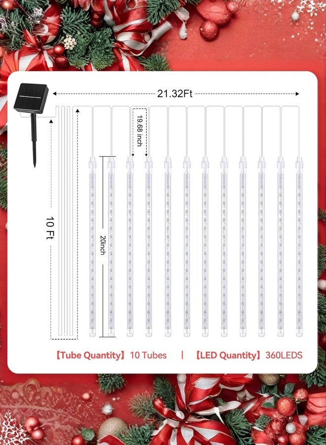 Tersely Diwali Christmas Lights Outdoor Solar Meteor Shower Lights 20 inch 10 Tubes 360 LEDs IP65 Waterproof Icicle Lights Falling Rain Lights for Tree Bushes Holiday Party Decor (Warm White) - Image 3