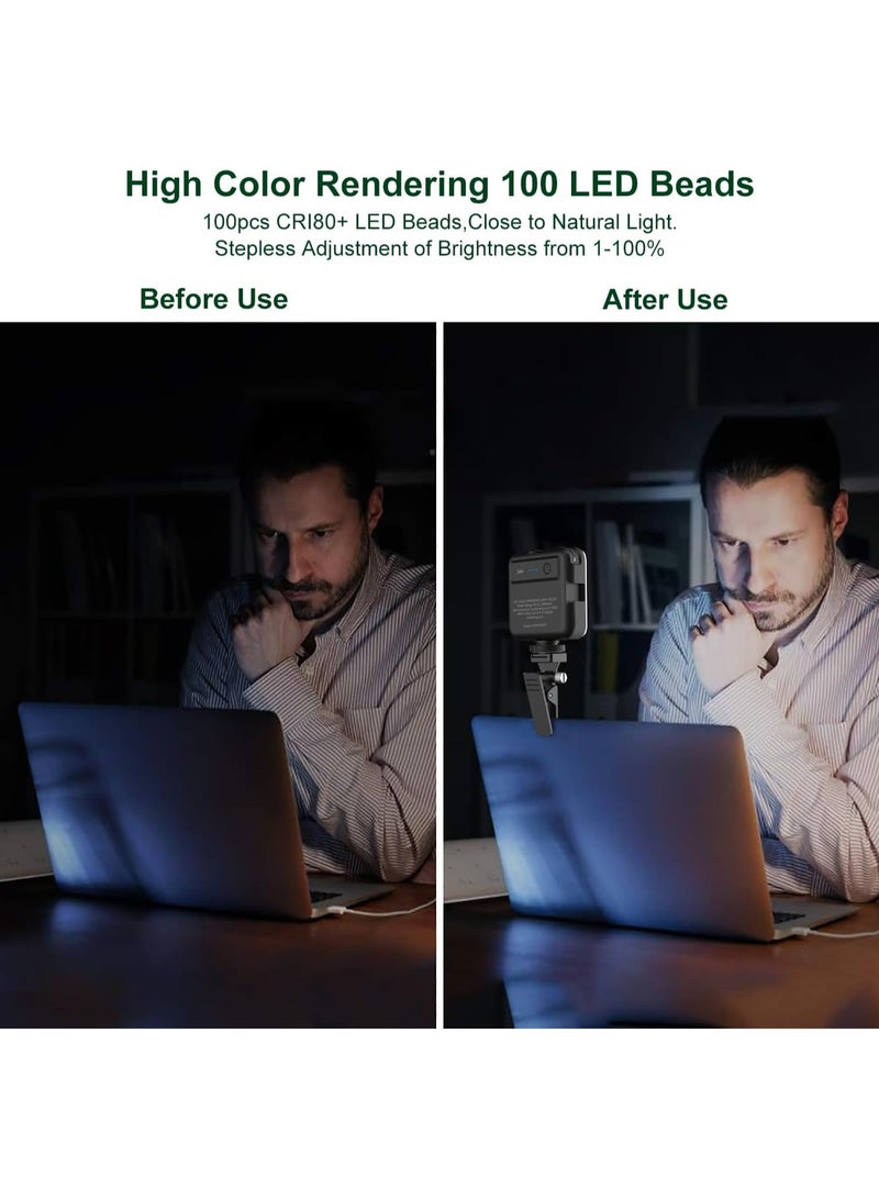 LED Video Light with Clip – Dimmable Rechargeable Conference Lighting with 100 LEDs – Compatible with Laptop, Phone, Tripod, Camera & Selfie Stick - Image 3